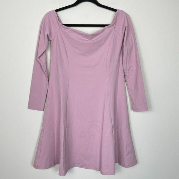 Susana Monaco Off Shoulder Long Sleeve Mini Dress Waterlilly Pink/ Purple M - Picture 4 of 9